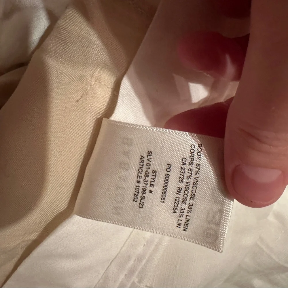 Babaton Agency Viscose Linen Blend High‎ Rise Straight Leg Pants in White Sz 4